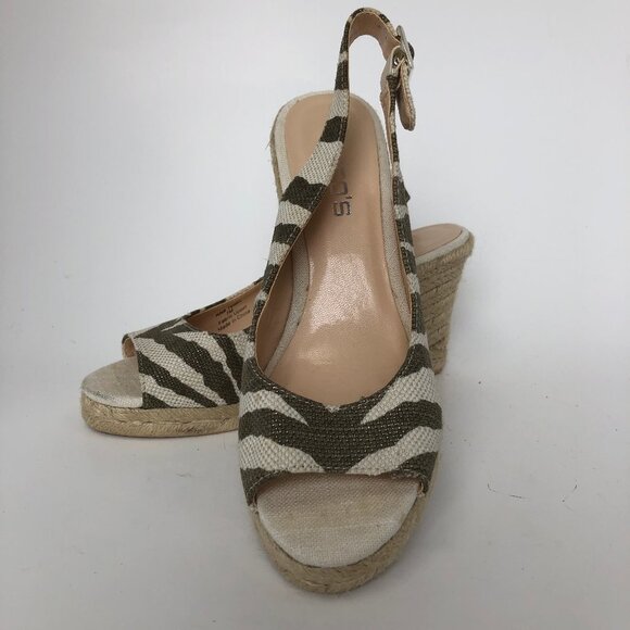 CHICO'S Simone Zebra Peep-Toe Slingback Espadrille - Picture 1 of 8